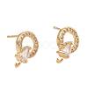 8 Pairs Brass Micro Pave Clear Cubic Zirconia Stud Earring Findings KK-ZZ0001-09-RS-4