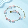 Cherry Quartz Glass Beads Link Bracelets BJEW-JB12777-1