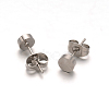 Tarnish Resistant Flat Round 304 Stainless Steel Stud Earrings EJEW-O052-08P-1