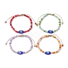 Evil Eye Lampwork & Glass Seed Braided Bead Bracelet BJEW-JB09706-1