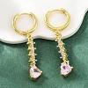 Brass Micro Pave Cubic Zirconia Hoop Dangle Earrings KK-CBA8324-07G-01-3