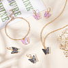 ANATTASOUL Plastic Butterfly Pendant Necklace & Bracelet & Dangle Leverback Earrings SJEW-AN0001-33-7