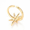 Brass Micro Pave Clear Cubic Zirconia Cuff Rings for Women KK-T074-07G-3