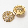 Apetalous Half Round/Dome Brass Micro Pave Cubic Zirconia Bead Caps ZIRC-D062-2