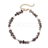 Natural Obsidian Chip & Glass Beaded Anklets AJEW-AN00682-07-2