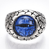 Alloy Glass Cuff Finger Rings RJEW-T006-04A-2