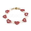 Glass Seed & Natural Agate Beaded Bracelet with Brass Magnetic Clasp BJEW-JB07803-01-1