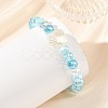 Ocean ABS Plastic Imitation Pearl Shell Shape Electroplate Glass Faceted Rondelle Beaded Stretch Bracelets for Women BJEW-JB14386-01-2