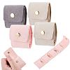 4Pcs 3 Colors 4-Pocket PU Leather Jewelry Rolls with Golden Tone Metal Snap Buttons ABAG-DR0001-18-1