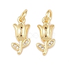Brass Micro Pave Clear Cubic Zirconia Charms KK-G544-06G-01-1