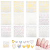 13 Sheets 13 Style 3D Bronzing/Laser Heart Pattern Nail Art Sticker DIY-OC0010-90-1