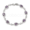 Oval Brass Micro Pave Cubic Zirconia Link Chain Bracelets for Women BJEW-D387-04P-6