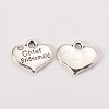 Wedding Theme Antique Silver Tone Tibetan Style Alloy Heart with Chief Bridesmaid Rhinestone Charms TIBEP-N005-21D-1