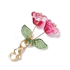 4Pcs 4 Styles Flower Glass & Acrylic Pendant Decorations HJEW-TA00265-5