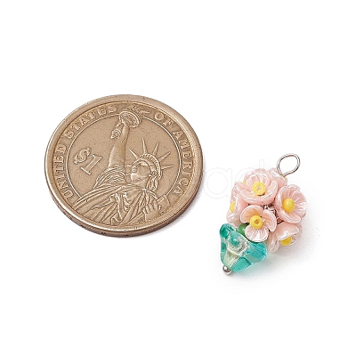 Glass Seed Beaded Flowerpot Pendants PALLOY-MZ00520-01-1
