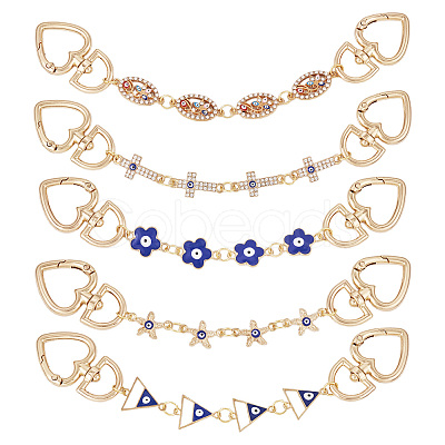 5Pcs 5 Styles Evil Eye Alloy Link Chains Bag Extender Chains AJEW-TAC00036-1