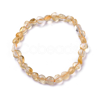 Natural Citrine Bead Stretch Bracelets BJEW-K213-62-1