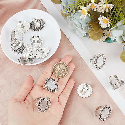 16Pcs 8 Style Adjustable Alloy Finger Rings Components FIND-SC0008-66-1
