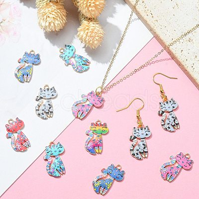 24Pcs 6 Colors Printed Alloy Pendants FIND-SZ0003-39-1