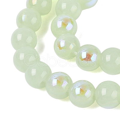 Electroplate Imitation Jade Glass Beads Strands EGLA-Q132-6MM-01B-07-1