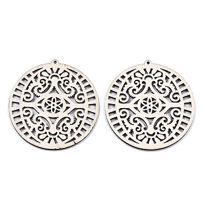 Undyed Natural Wooden Big Pendants X-WOOD-N007-021-1