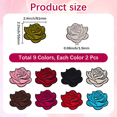18Pcs 9 Colors Flower Embroider Self-adhesion Thread Iron on & Sew On Patches DIY-CY0001-22-1