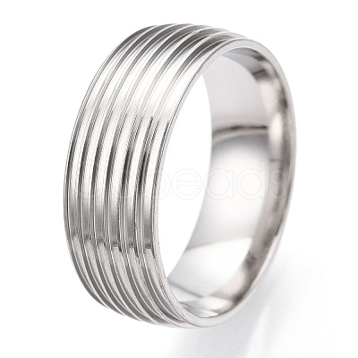 201 Stainless Steel Grooved Finger Ring Settings STAS-WH0047-05S-1
