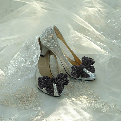Polyester Bowknot Shoe Decorations LS-FIND-WH0126-445-1