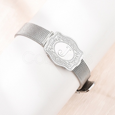 304 Stainless Steel Watch Band Chain Bracelets for Women Men BJEW-P386-09P-J-1