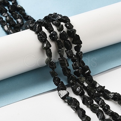 Raw Rough Natural Black Tourmaline Beads Strands G-I283-G09-02-1