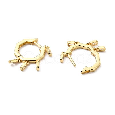 Cubic Zirconia Rectangle Dangle Hoop Earrings EJEW-Z019-03D-G-1