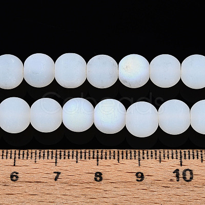 Frosted Imitation Jade Glass Beads Strands GLAA-T032-J8mm-MBB02-1