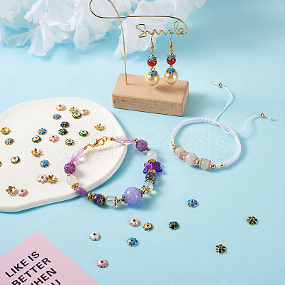60Pcs 10 Style Alloy Enamel Bead Caps FIND-YS0001-16-1