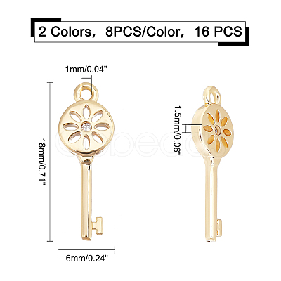 16Pcs 2 Colors Brass Micro Pave Cubic Zirconia Pendants ZIRC-FH0001-14-1