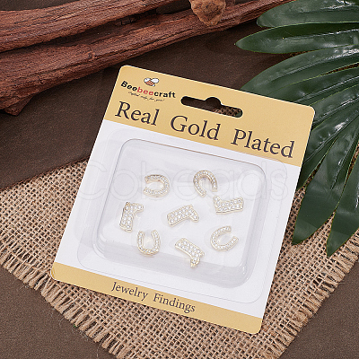 8Pcs 2 Styles Brass Micro Pave Cubic Zirconia Beads KK-BBC0024-70-1