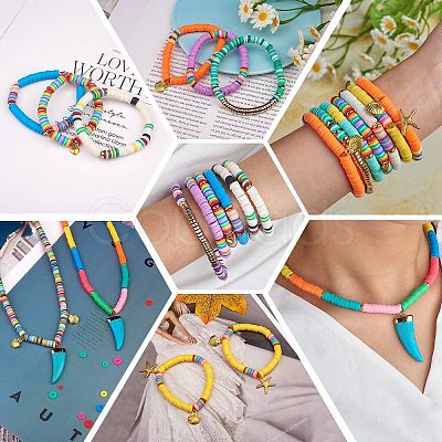 10 Strands 10 Colors Flat Round Handmade Polymer Clay Beads CLAY-SZ0002-04B-1