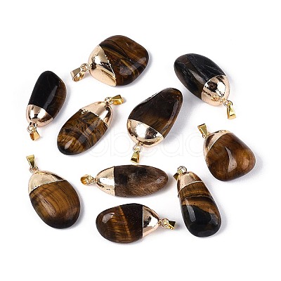 Natural Tiger Eye Pendants G-N360-05G-07-1