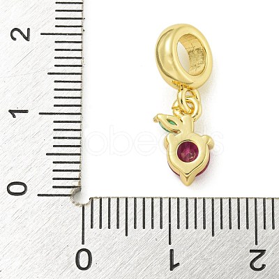 Rack Plating Brass Micro Pave Clear Cubic Zirconia European Dangle Pendants KK-Z067-32G-1
