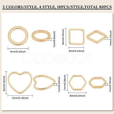 80Pcs 8 Style Brass Linking Rings KK-FH0005-70-1