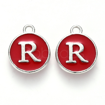 Platinum Plated Alloy Enamel Charms X-ENAM-S118-03R-P-1