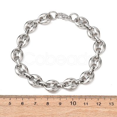 304 Stainless Steel Coffee Bean Link Chain Bracelets for Women Men BJEW-F529-10A-P-1
