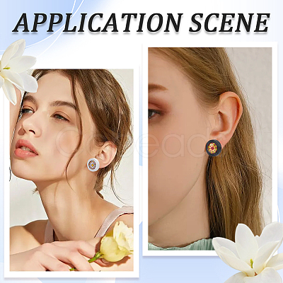 40Pcs 2 Colors Wooden Stud Earring Findings FIND-SC0012-22-1