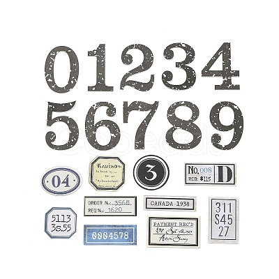 20Pcs Retro Number Paper Waterproof Stickers STIC-P015-B06-1