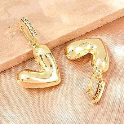 Brass Micro Pave Clear Cubic Zirconia Hoop Dangle Earrings EJEW-G471-30A-G-1