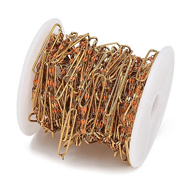 304 Stainless Steel Enamel Dapped Chain Oval Link Chains CHS-K021-15G-01-1