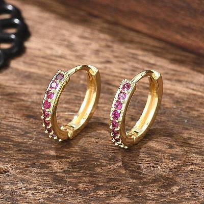 Brass Micro Pave Cubic Zirconia Huggie Hoop Earrings EJEW-L231-41G-1