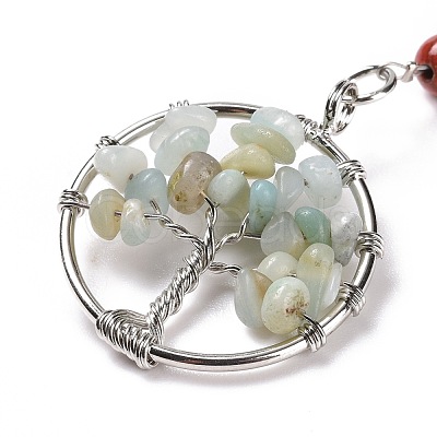 Gemstone and Natural Amazonite Chakra Keychain KEYC-P037-A04-1