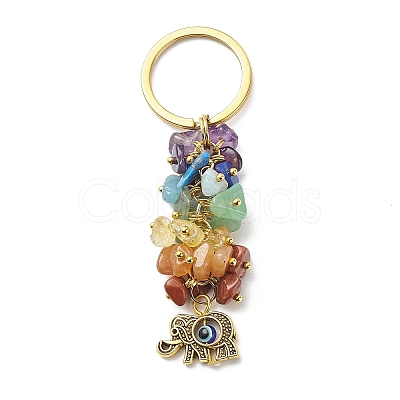 Chakra Natural Gemstone Chip Bead Keychain KEYC-JKC00415-01-1