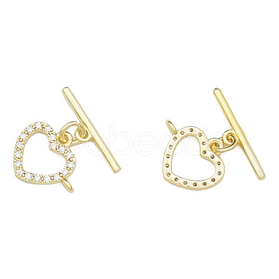 Brass Micro Pave Clear Cubic Zirconia Toggle Clasps KK-N259-03-1