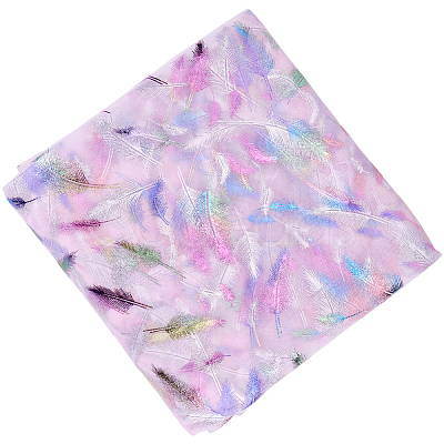 Feather Pattern Nylon Fabric DIY-WH20066-004C-1